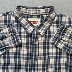 Levi's Men's XXL Modern Fit Plaid Button-Up Shirt Long Sleeve Pearl Snap Western